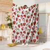 1pc of Soft And Comfortable Fleece Blanket with Strawberry Print, Perfect for Bedroom Or Sofa Decoration. Available In Multiple Sizes, Including a Lar