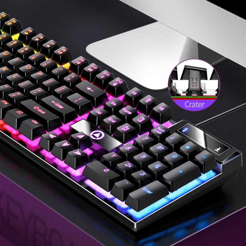 Game Keyboard USB Wired Mechanical Feel Luminous Keyboard with Backlight Desktop Computer Notebook Office Universal