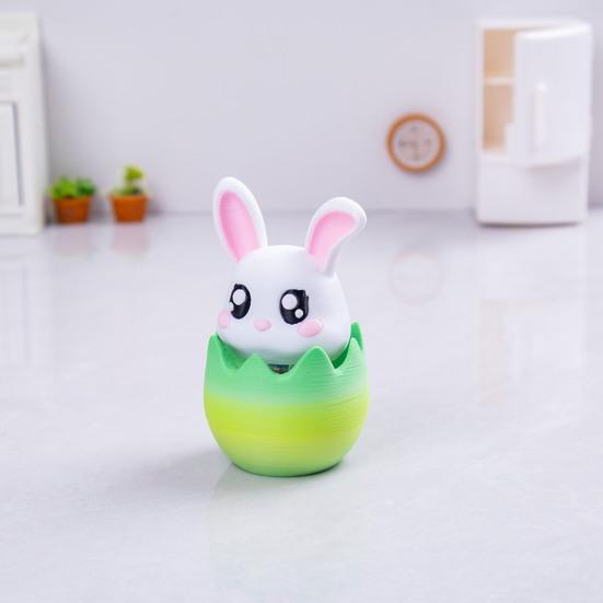 Easter Bunny Decoration Spring Rabbit Figurine with Egg Base for Home Office Desk Shelf Window Sill Decor