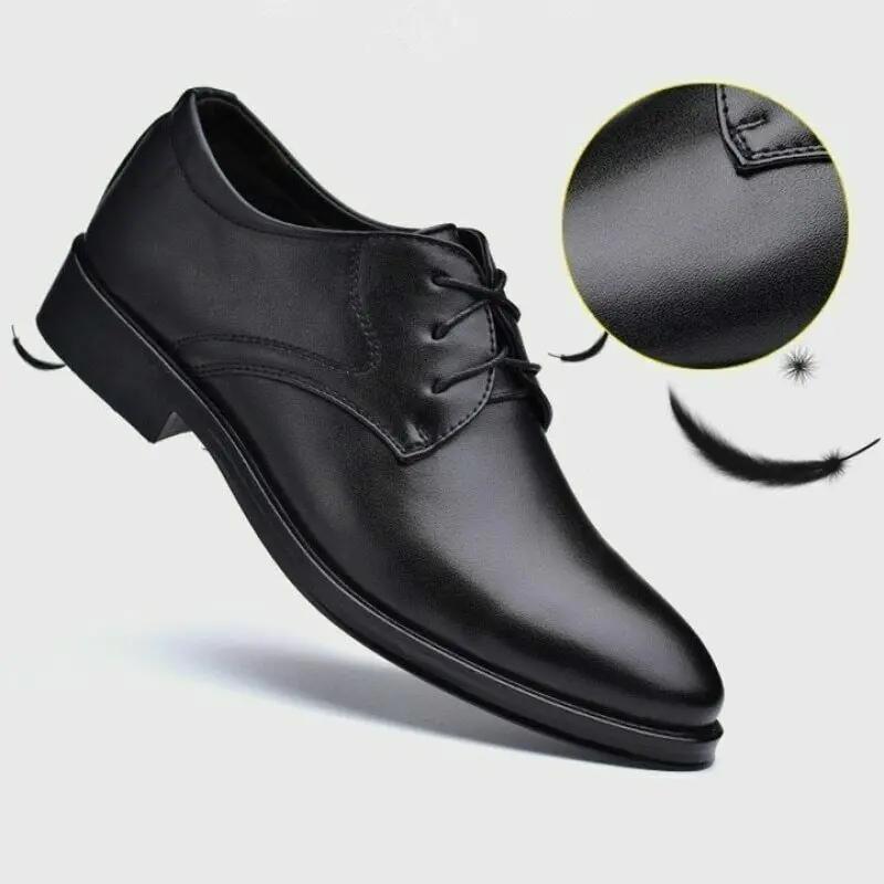 Derby Shoes for Men  New Leather Shoes Business Dress Shoes Casual Comfortable Wear-Resistant Footwear Fur Chaussure Hommes