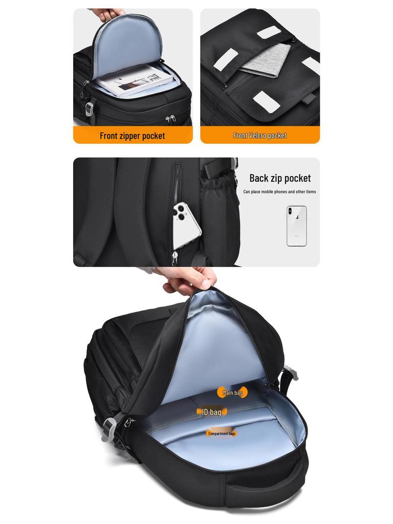 Solid Color Water-Repellent Backpack, 15.6-inch Oxford Cloth, for Junior High, High School, and College Students - Casual Travel Bag