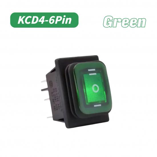 KCD4 Waterproof Sealed Rocker Switch 6Pins Heavy Duty DPDT Momentary 16A 250VAC 12V 220V with Lamp Rocker Switch Power Button