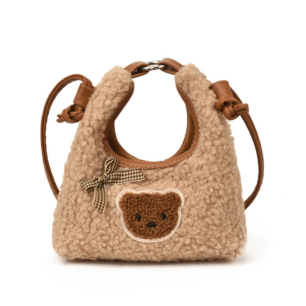 Cute Plush Crossbody Bag Cartoon Mini Shoulder Bag Creative Bear Bow Handbag  Kids