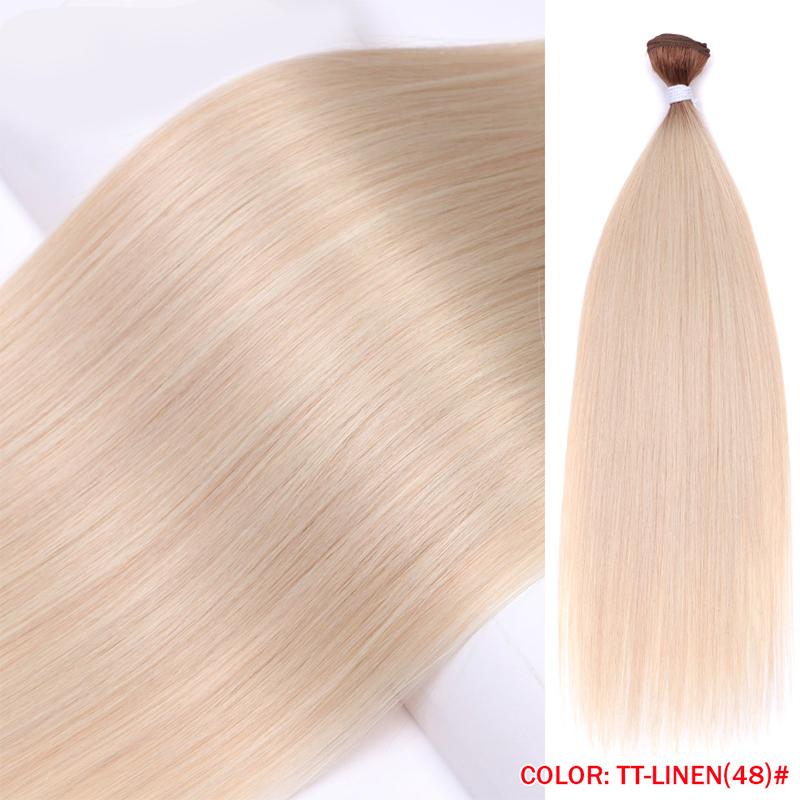 Heat Resistant Premium Organic Bio Protein Fiber Ombre Blonde Weave Bone Straight Hair Bundles Weft Synthetic Hair Extensions