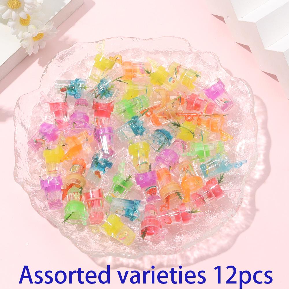 6/12/18pcs Resin Material Luminous Cup Pendant Bottle Pendant Resin Cup Pendant DIY Summer Beach Ankle Bracelet Earrings Keychain