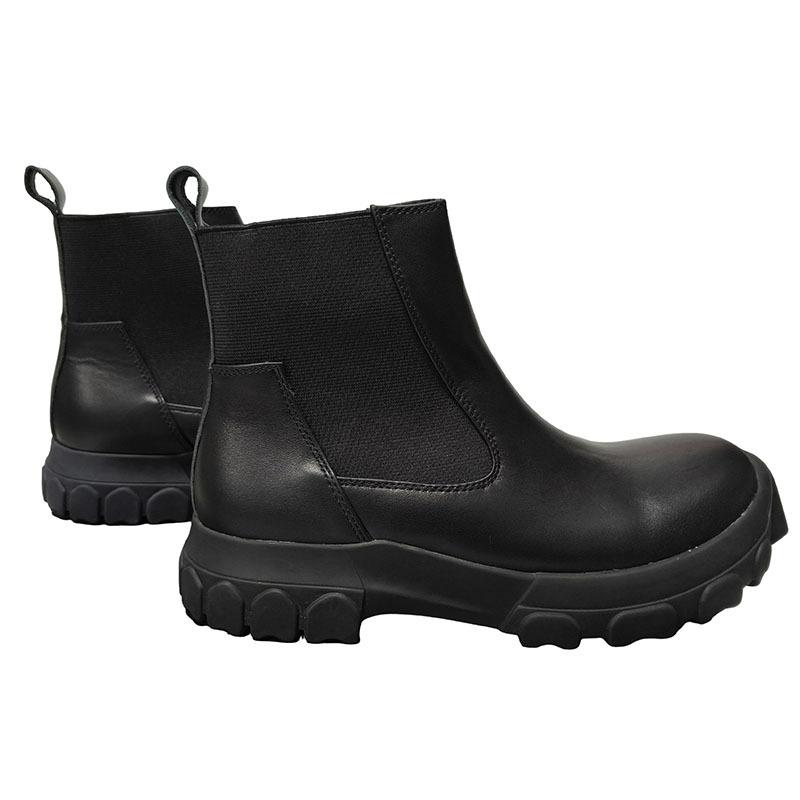 

Ro shoes dark leather short boots men s Martin boots thick-soled round head Chelsea boots men s 38 men's size чёрный