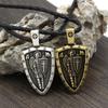 Retro Angel Medal Shield Cross Pendant Necklace for Men