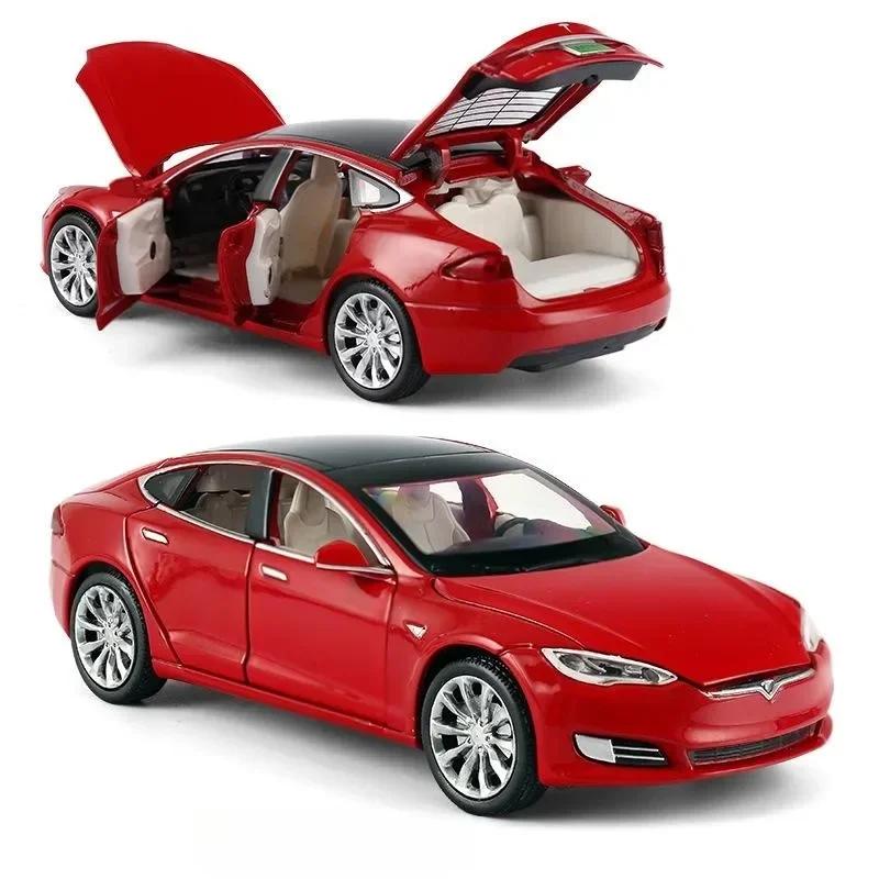 1/32 Tesla Model S 100D SUV Toy Car Model Diecast Alloy Metal Miniature Sound & Light Pull Back 1:32 Collection Gift For Boy Kid