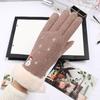 Thermal Gloves Autumn and Winter Gary Lady Outdoor German Velvet Thickened Velvet Imitation Rabbit Fur Mouth Gloves