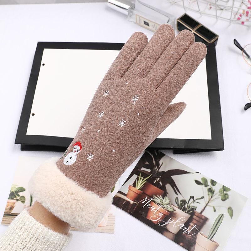 Thermal gloves autumn and winter Gary lady outdoor German velvet thickened velvet imitation rabbit fur mouth gloves