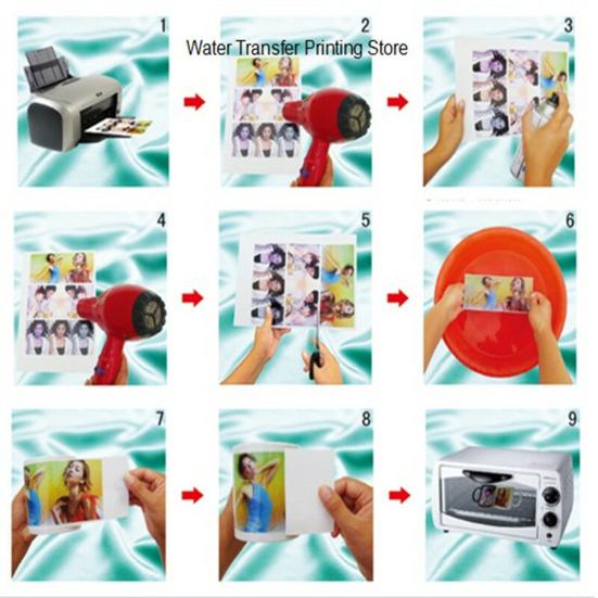 5 Yaprak Şeffaf A4 Boyutu Su Kaydırmalı Mürekkep Püskürtmeli Çıkartma Su Transfer Baskı Kağıdı