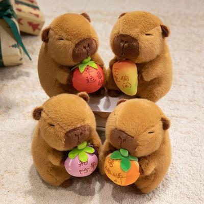 Creative Kawaii Capybara Plush Toys Soft Stuffed Tomato Mango Persimmon Capybala Doll Lovely Desktop Decor Funny Lucky Gifts