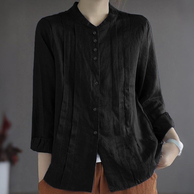 ZANZEA Women Round Neck Loose Casual Long Sleeve Blouse