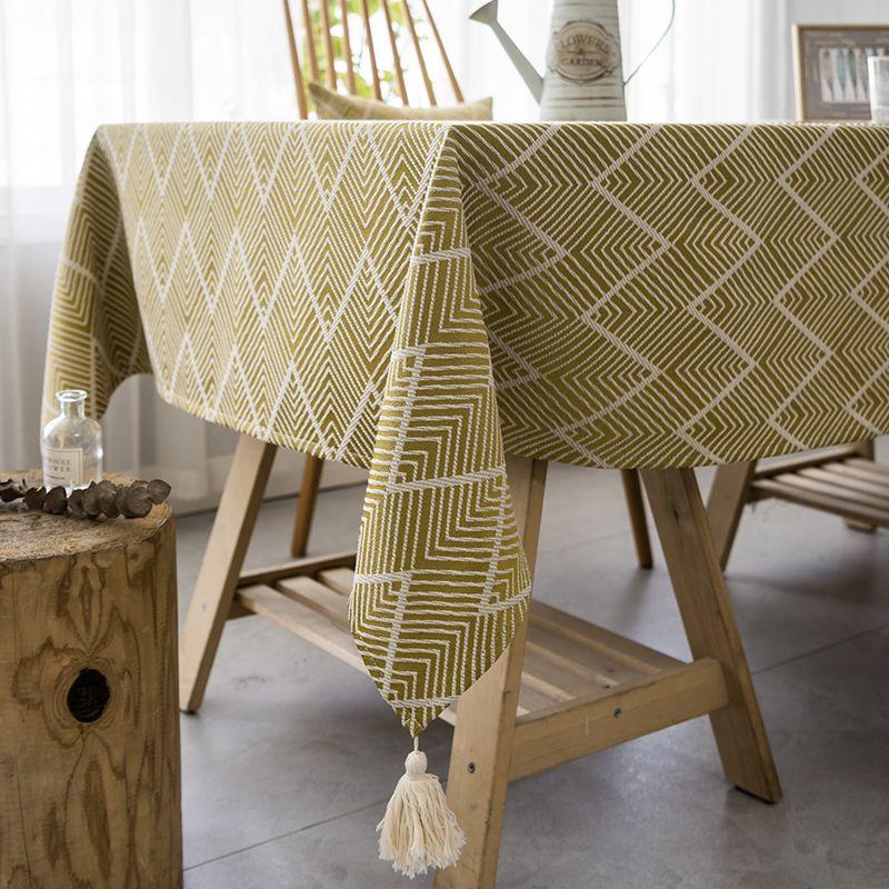 

Style Cotton Linen Fabrics Tablecloth Scandinavian Modern Style Geometric Wavy Accessible Luxury For Home Table Cloth Coffee Table Cover Cloth Yellow wave pattern 90*90cm