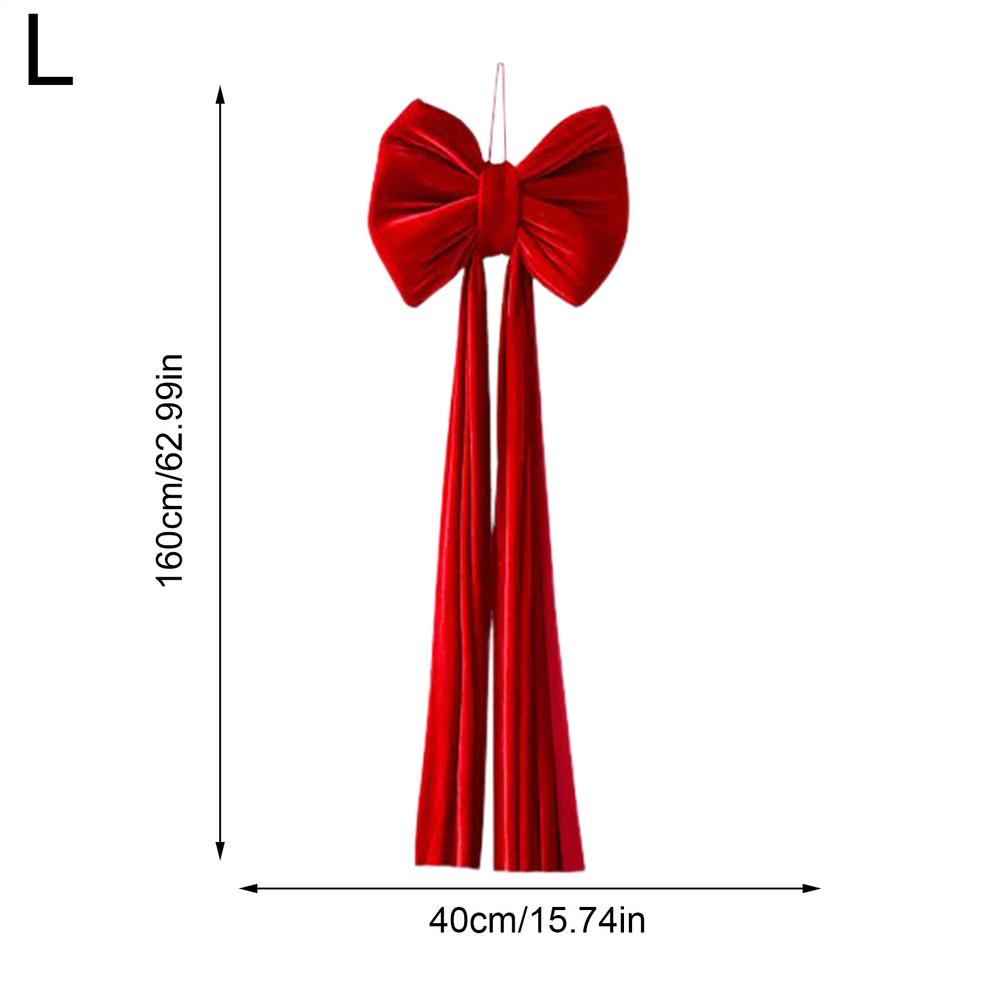 80/180cm Giant Bow Christmas Tree Top Decoration Christmas Front Door Bow With Long Ribbon Velvet Flower Wreath Wall Decoration