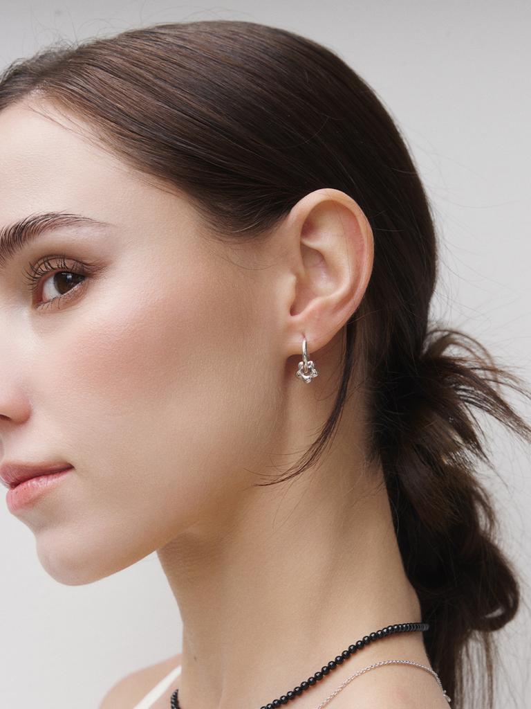 Rosemont Silver One-Touch Earrings Floret Ra26B36J