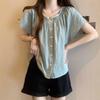 Women's Plus Size Short Sleeve Button T-Shirt - Loose Fit Summer Top