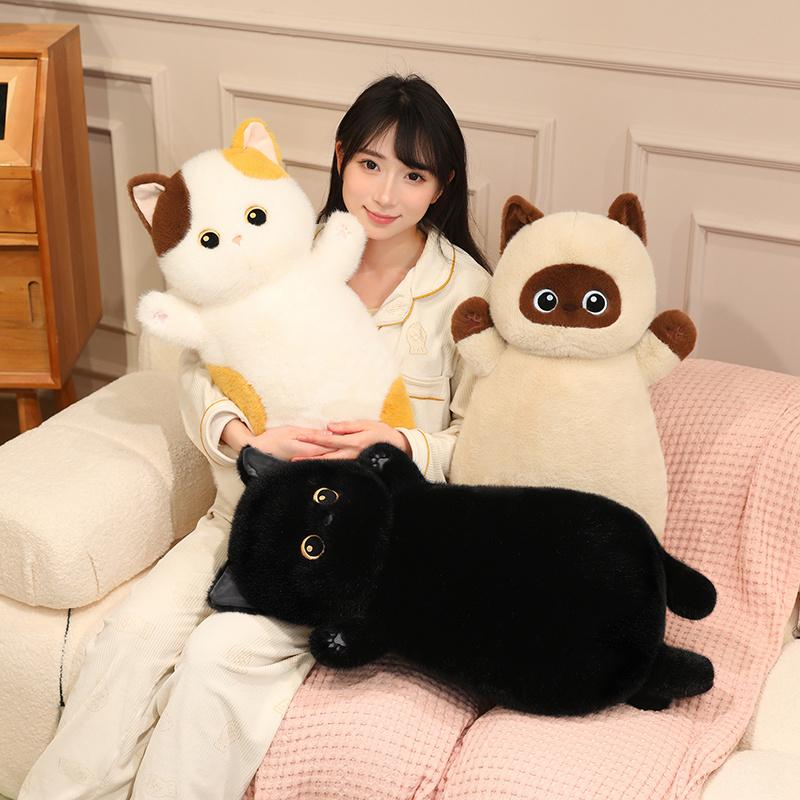 Adorable Sweet Cat Plush Toys Fluffly Stuffed Animals Soft Fat Kitten Dolls For Girls Gifts Home Decor