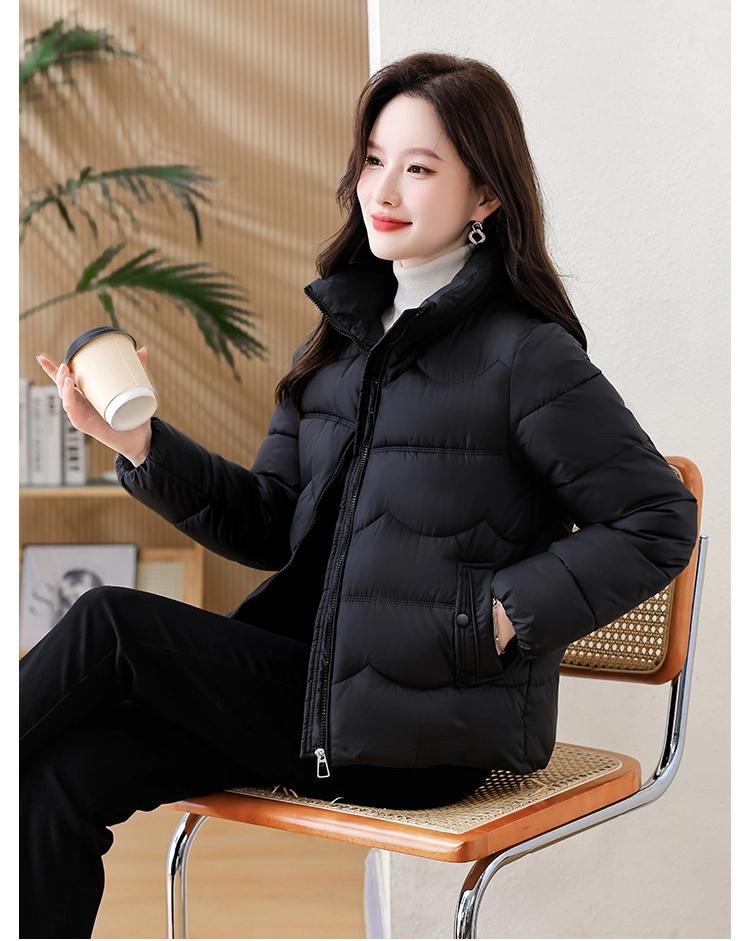 Short Down Jacket Women's Winter Vertical Collar Solid Color Jacket Warm Coat