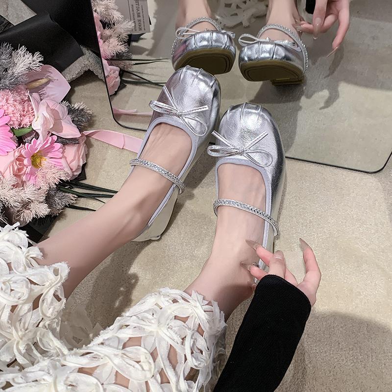 Fashion 2025 New Designer Crystal Women Mary Jane Shoes Comfort Soft Sole Ladies  Round Toe Dress Ballet  Style Flats Shoes