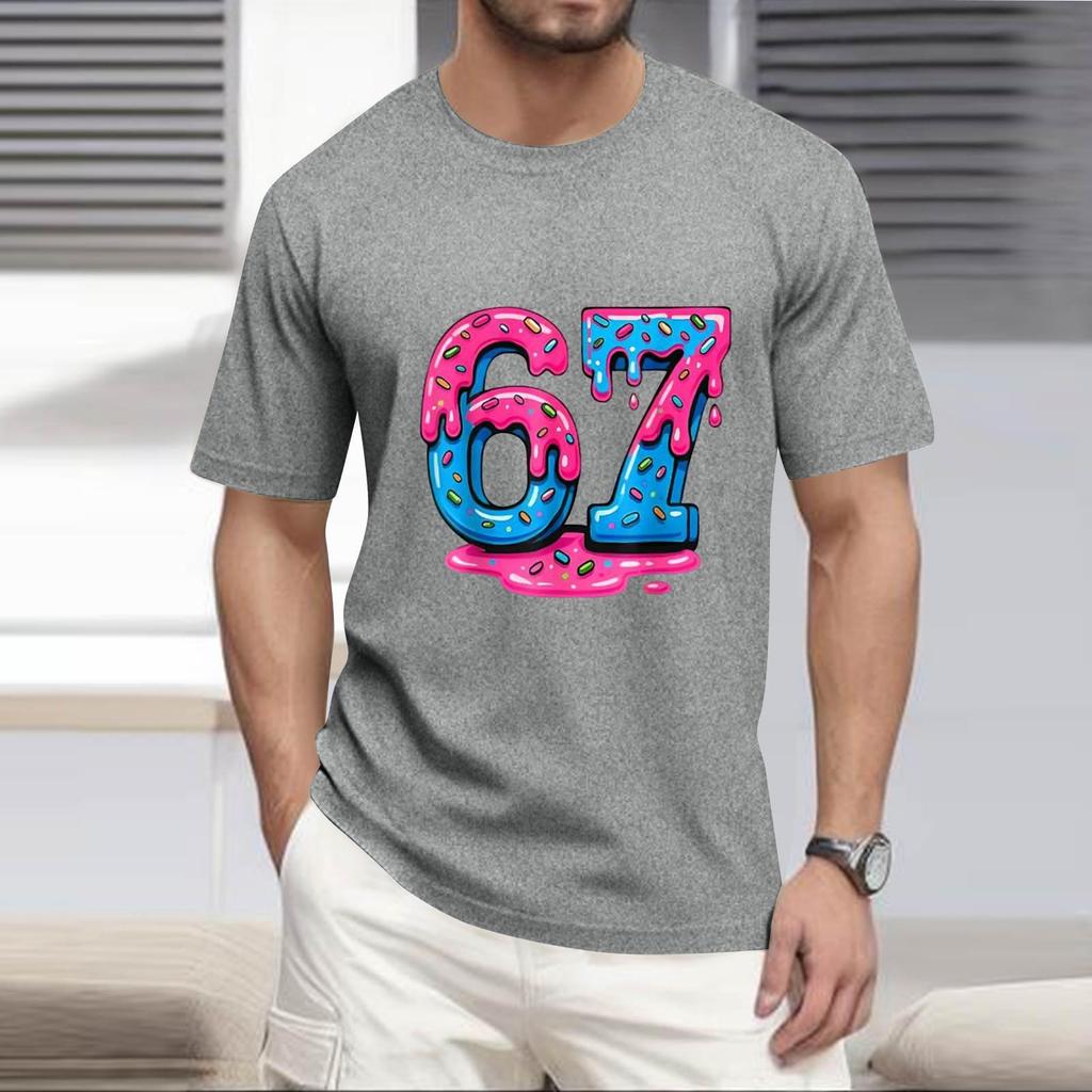 Men's Popular T-shirt Printed Round Neck Short Sleeve T-shirt