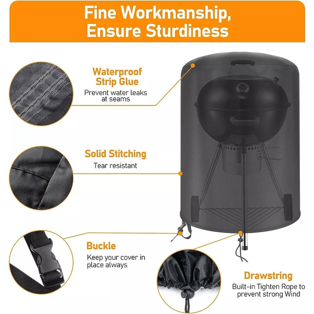 BBQ Grill Cover Grill 210D Oxford Cloth Barbecue Accessories Black Color Easy To Clean Outdoor Grill Protector