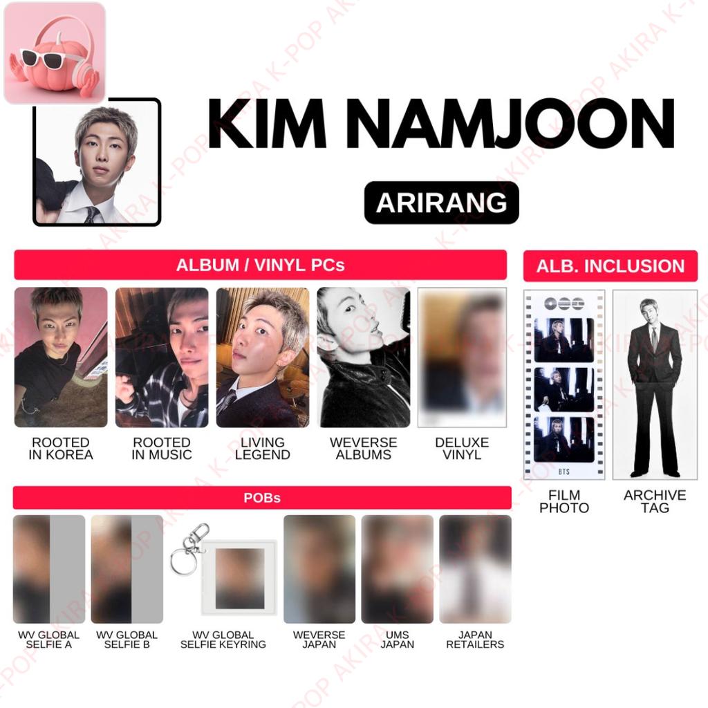 PRE-ORDER BTS The 5th Album ARIRANG "RM" ALBUM PHOTOCARD JAPAN POB STORE BENEFITS OFFICIAL