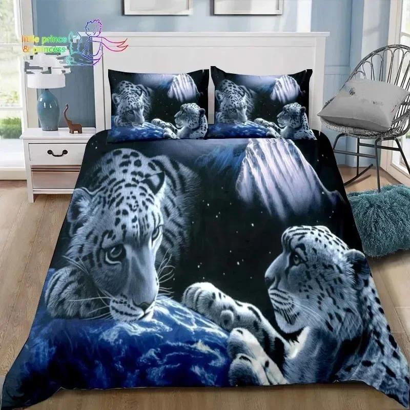 Retro Forest Tiger Bedding Set Single Twin Full Queen King Size Bed Set Adult Kid Bedroom 3D Print Animal Bedding Gift