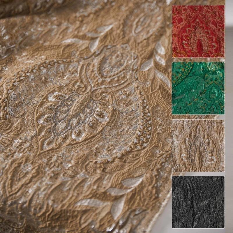 100x138cm Retro European 3D Texture Jacquard Fabric Bright Silk Blended Embossed Designer Fabric For Diy Jacket Garment Crafts