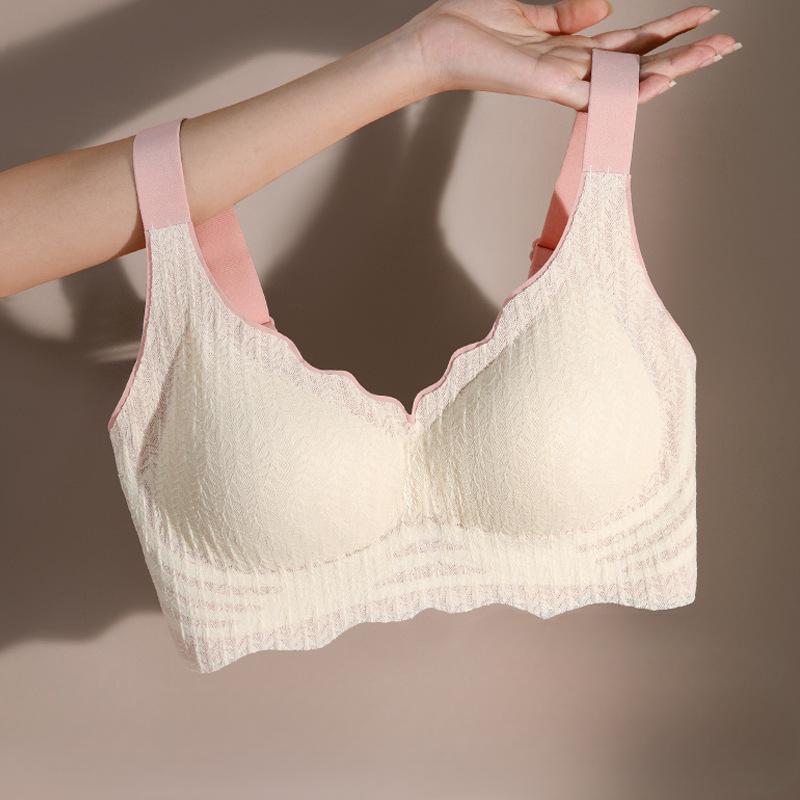 Thin Lace Non-marking Underwear One-piece Anti-sagging Sleep Bra Without Steel Ring