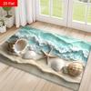 1pc 2D Flat Print Ocean Waves Seashells Welcome Doormat for Indoor Outdoor for Living Room Bedroom Bathroom Kitchen Home Decor