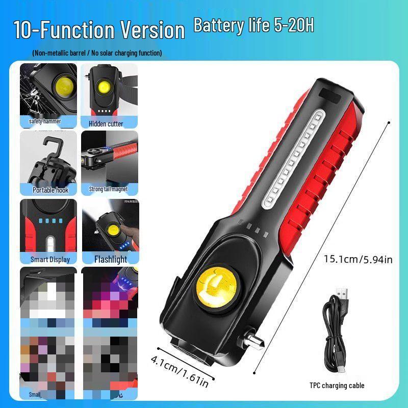 Multifunctional Car Hammer and Super Bright Flashlight for Emergency and Auto Maintenance