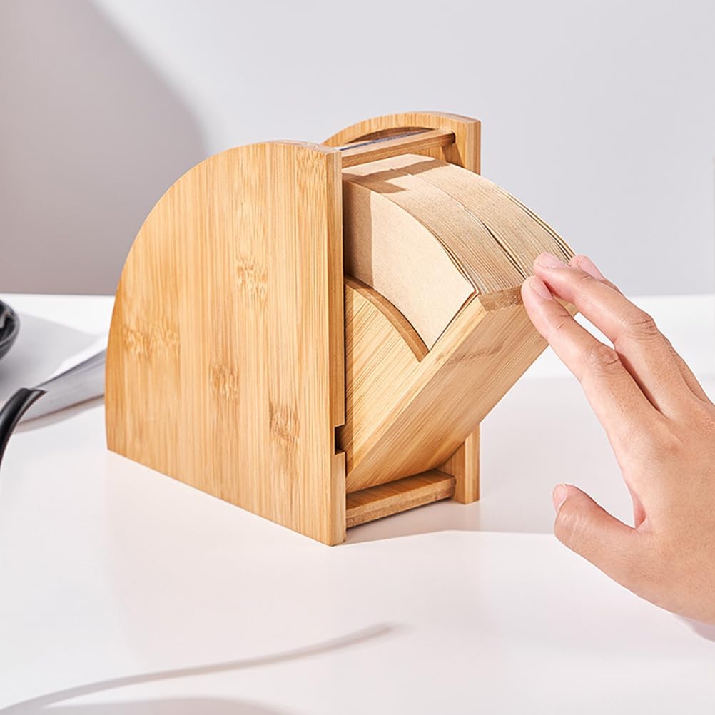 DECHOUS Coffee Filter Holder, Coffee Paper Storage Container for #1#2 V 60 Coffee Filters Bamboo Coffee Filter Paper Dispenser Rack with Dustproof