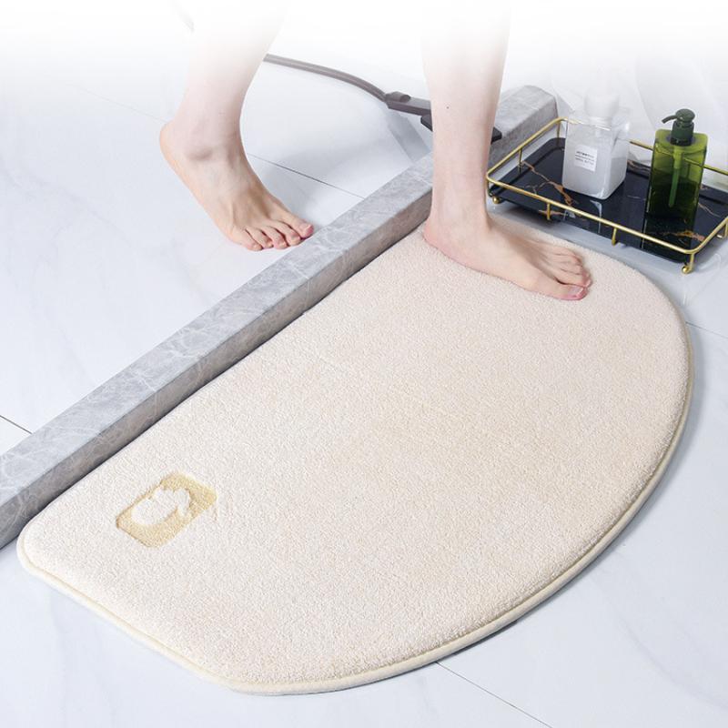 Luxurious Semi-Circular Memory Foam Bath Mat, Ultra Absorbent Bathroom Mat Anti-Slip Toilet Rug