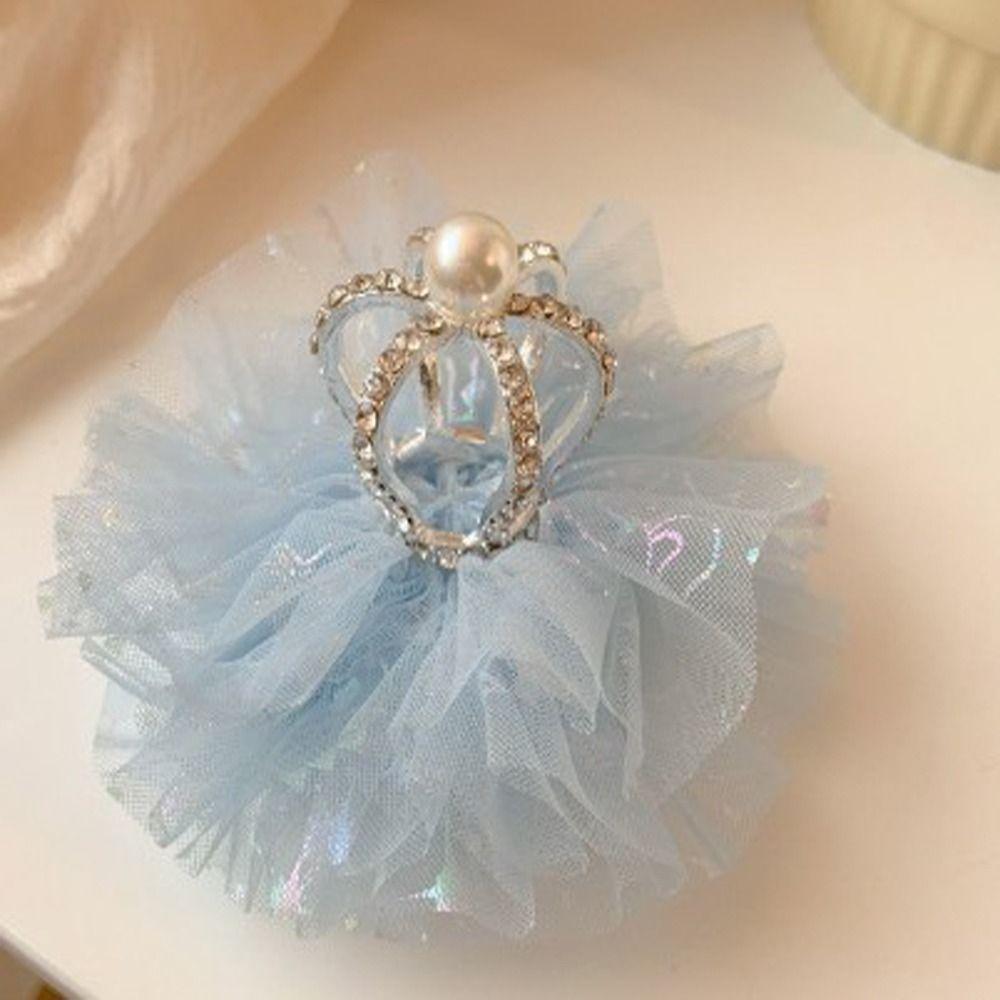 Girls Children's Princess Hairpin Mesh Baby Hairpin Crystal Lace Little Girl Crown Hair Accessories Tiara And Crowns
