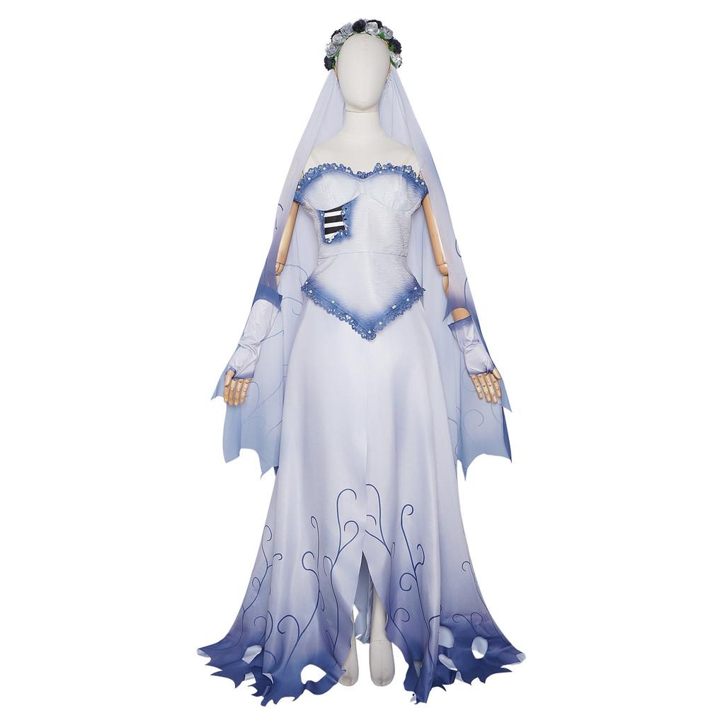 Leichenbraut Emily Cosplay Kostüm Für Halloween Bühnenauftritt Weicher Stoff Für Damen