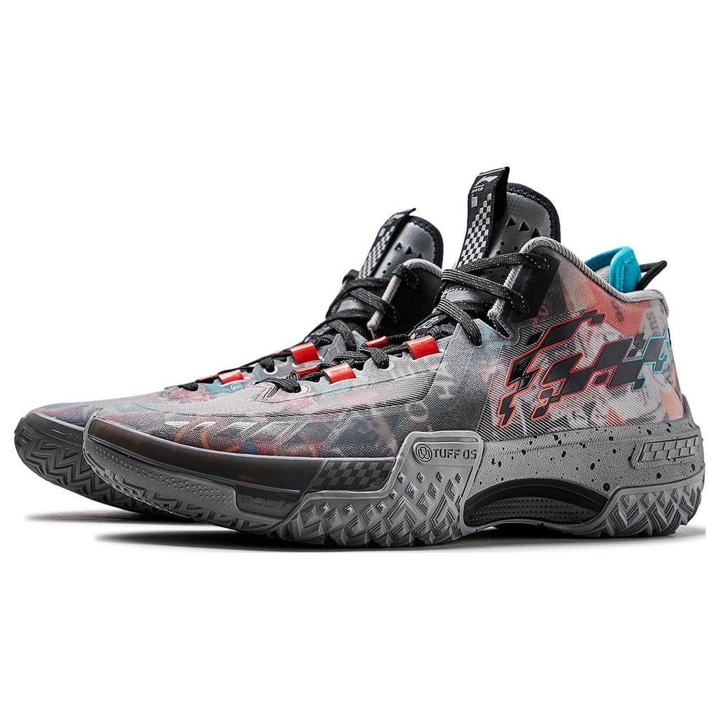 New LINING Shudder Basketball Shoes Men Mid Top Gray/Black ABFT035-3
