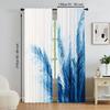 Set Of 2 Versatile Polyester Transparent Curtains Home Decoration Blue Leaves Use Bedrooms Living Rooms Made Great Room Window Treatment