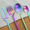 4-częściowy matowy zestaw sztućców tęczowych ze stali nierdzewnej Zestaw sztućców Nóż Widelec Kawa Lody Łyżka Zestaw obiadowy