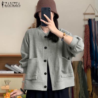 Women Casual Round Neck Long Sleeve Loose Thin Outwear