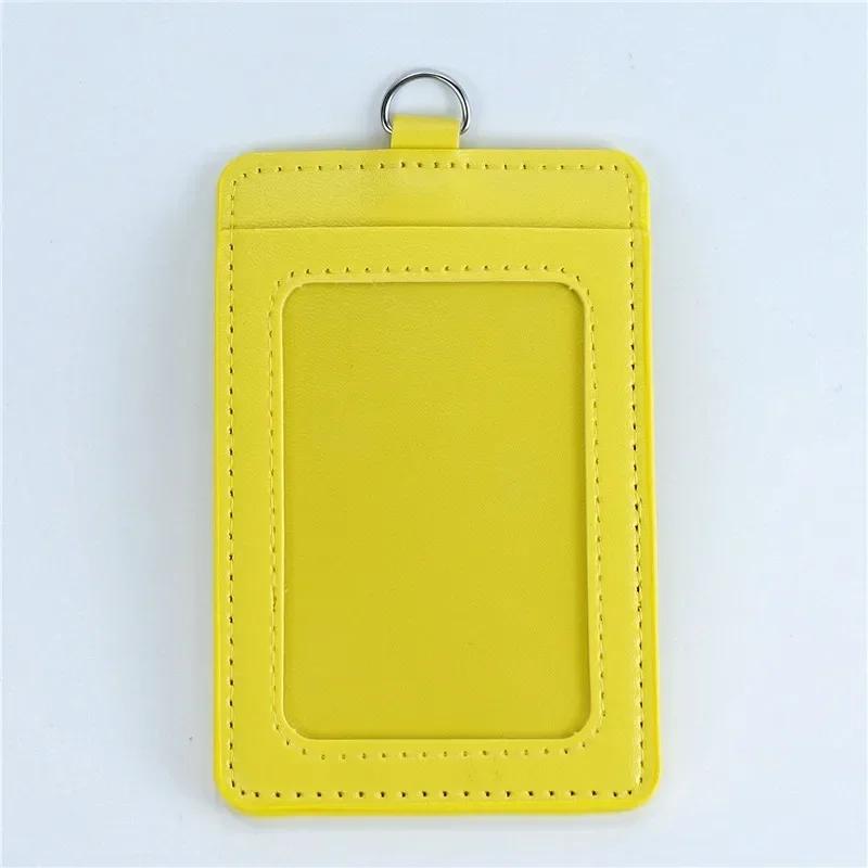 Fashion PU Leather Card Holders Set Women Men Student Retractable Badge Reel ID Card Holder Cover Case Nurse Badge Lanyards