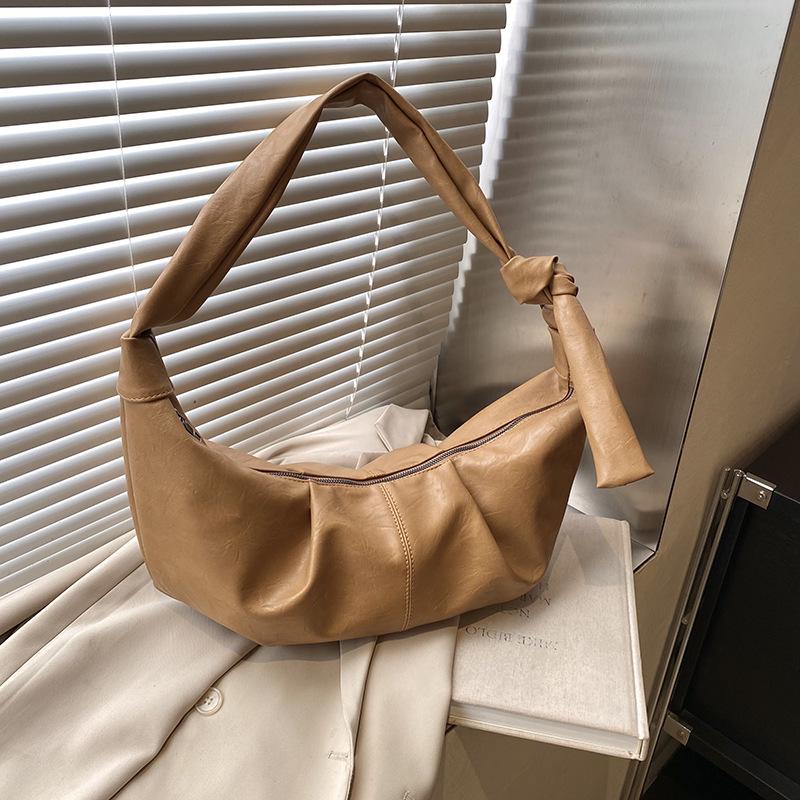 Lux Retro Soft Leather Pleated Dumpling Bag - Versatile Large Capacity Shoulder/Crossbody for Commuting