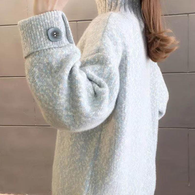 Sweater for Women Autumn Winter Thickened Warm Knitted Stretchy Long Sleeve Oversize Tops