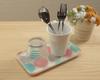 Tatsucraft NR Caster Tray, SS, 21.5cm, Web Original Model, Scandinavian Style, Medium Marble, Non-Slip, Microwave-Safe, Tray, Tray, Stylish, Plastic,
