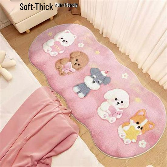 Thickened Plush Faux Cashmere Bedroom Bedside Rug