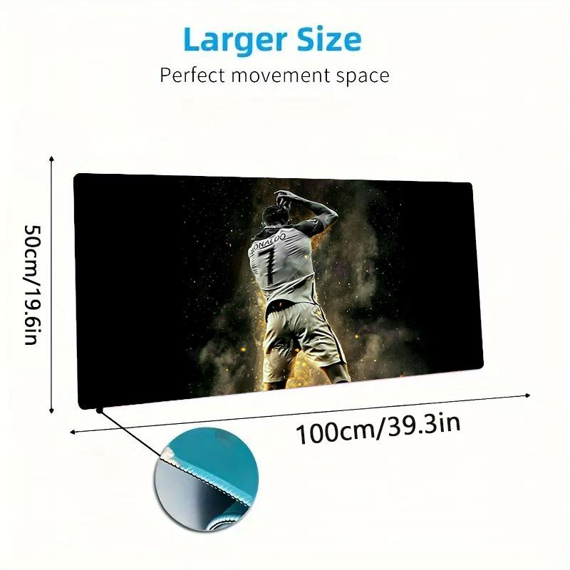 CR7 Mouse Pad, Large Gaming Desk Mat, Non-slip XXL Mousepad for Laptop & Tablet, Mini PC Playmat with Stitched Edges