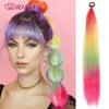 26 Zoll Synthetische Pferdeschwanz-Extensions mit Gummiband Ombré Geflochten Bunter Pferdeschwanz DIY Pferdeschwanz Haare Tägliche Party-Nutzung