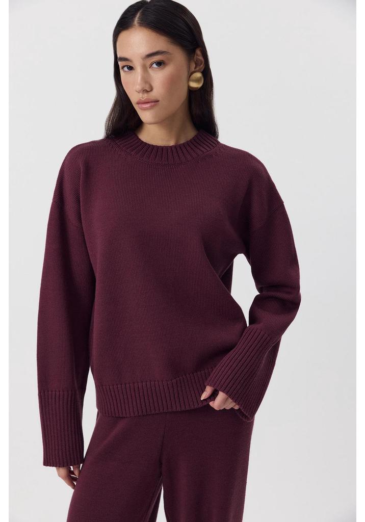 2026 European & American Loose Round Neck Cotton Sweater: Women's Solid Knit, Lazy Style, Long Sleeve Pullover for Spring & Autumn