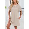 Spring/Summer Lace Splicing Loose Short Sleeve Dress New Solid Color Sweet A-line Dresses Round Neck Elegant Solid Color Casual Simple Party Clothing