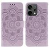 For Oppo Reno14 5G (Global) Case PU Leather Mandala Imprinted Design Wallet Phone Cover with Wrist Strap